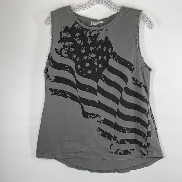 Better Bodies Gray Patriotic Flat Sleeveless Shirt Size Large - Picture 1 of 7